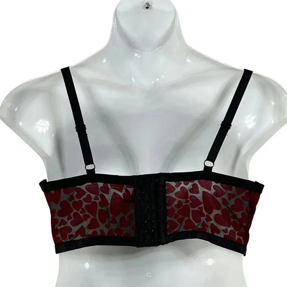 Torrid Curve NWT Womens 1 Bralette Longline Red Heart Velvet Burn Out Coquette - Picture 12 of 12